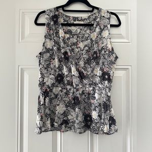 LOFT Sleeveless Floral Wrap Peplum Blouse - size medium